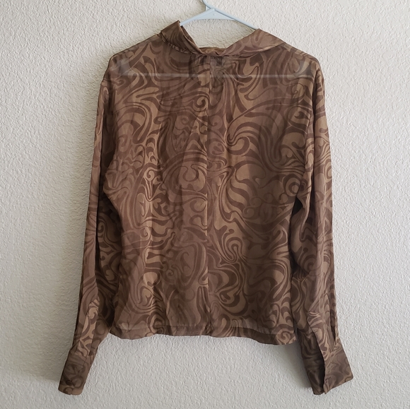 Mesh sheer collared button up blouse - Picture 2 of 2